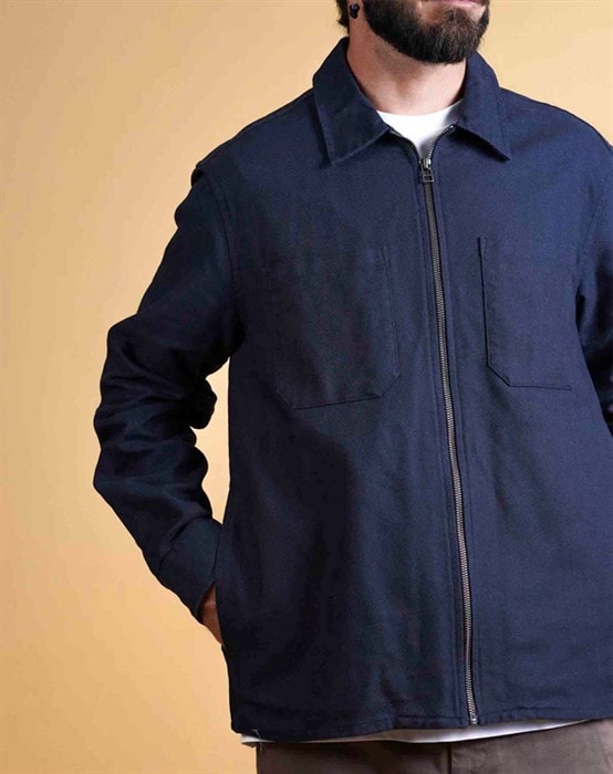 Herringbone Zip Overshirt - Dark Navy